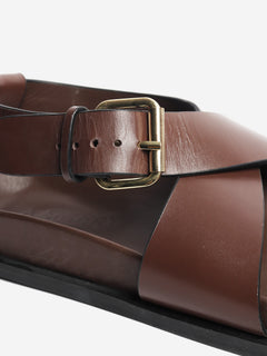 Brown Jalen leather sandals - size EU 38 Flat Sandals A.EMERY 