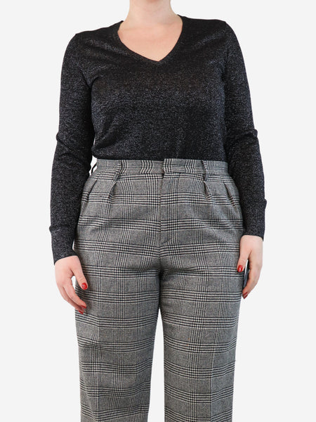 Black lurex v-neck sweater - size L product image