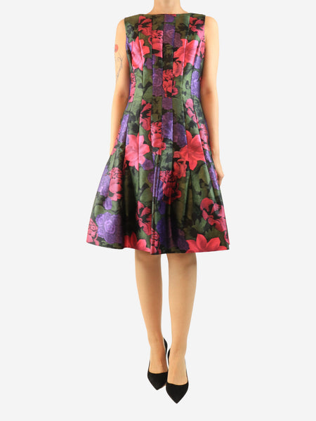 Multicolour sleeveless floral panelled dress - size UK 16 product image