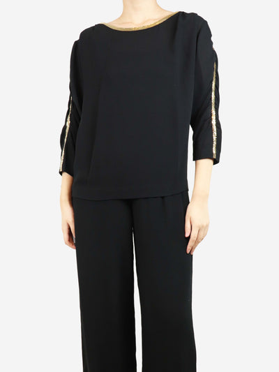 Black sheer embellished long-sleeved top - size UK 8 Tops Phillip Lim 