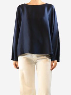 Navy long-sleeved silk top - size M Tops The Row 