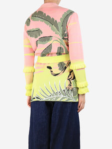 Hayley Menzies Pink and lime Drinking tiger jacquard cardigan - size XS