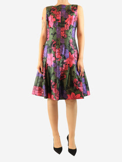 Multicolour sleeveless floral panelled dress - size UK 16 Dresses Oscar De La Renta 