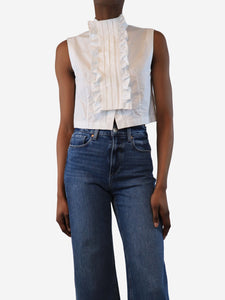 Shushu Tong White sleeveless frill blouse - size UK 6