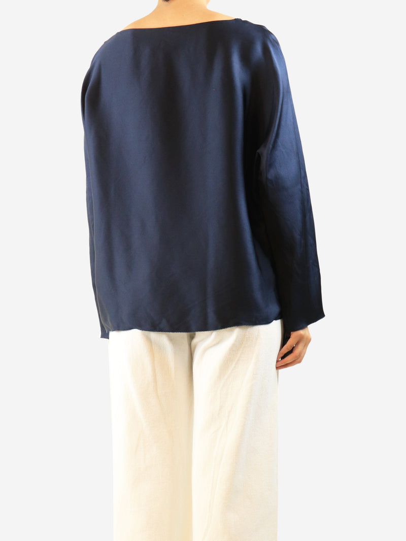 Navy long-sleeved silk top - size M Tops The Row 