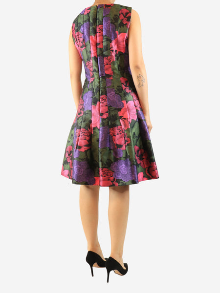 Multicolour sleeveless floral panelled dress - size UK 16 alternate image