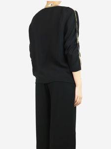 Phillip Lim Black sheer embellished long-sleeved top - size UK 8