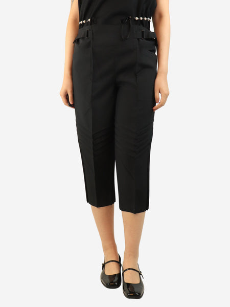 Black pleated cropped trousers - size UK 10 product image