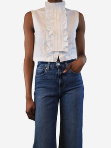 Shushu Tong White sleeveless frill blouse - size UK 6