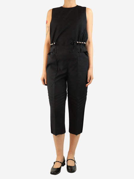 Black pleated cropped trousers - size UK 10 alternate image