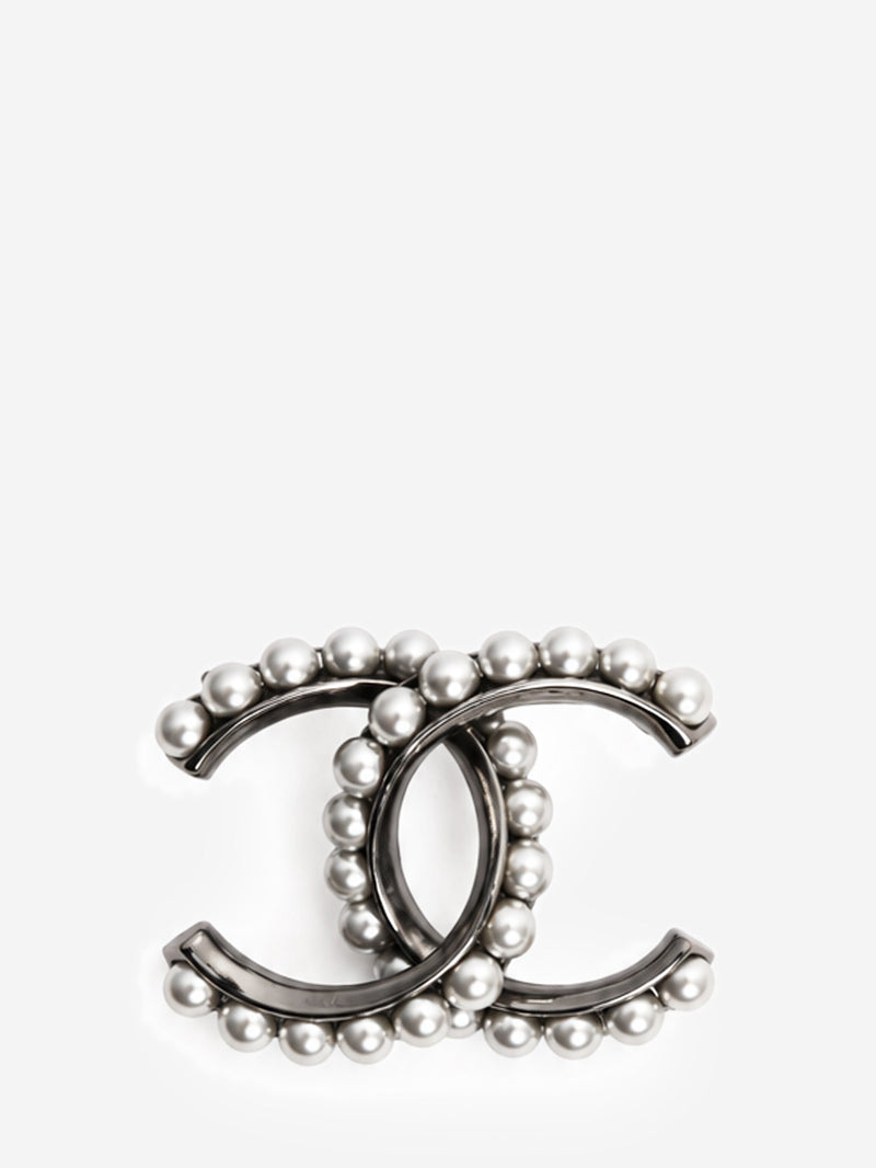 Gunmetal pearl CC brooch Brooches Chanel 
