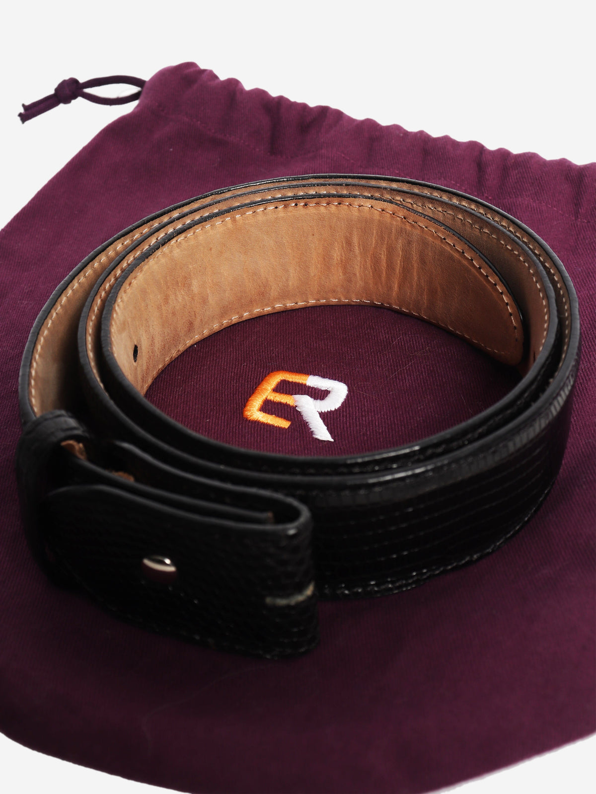 Black mock lizard belt Belts Elliot Rhodes 