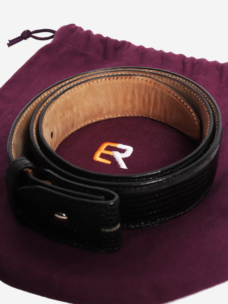 Black mock lizard belt Belts Elliot Rhodes 
