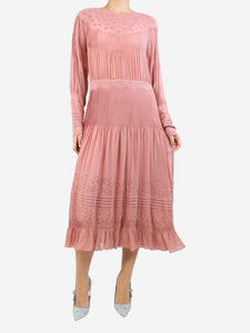 Ulla Johnson Pink Francine georgette midi dress - size UK 12