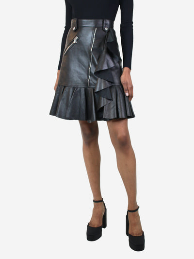 Black leather ruffle skirt - size UK 4 Skirts Alexander McQueen 