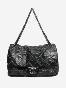 Chanel Black 2009 maxi Double-Stitch Single Flap bag