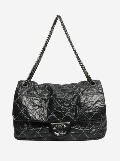 Black 2009 maxi Double-Stitch Single Flap bag Shoulder bags Chanel 