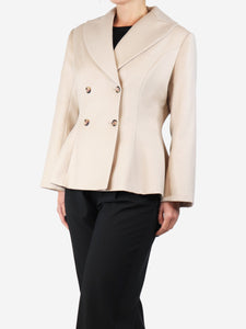 Unique Edition Neutral double-breasted wool jacket - size UK 12