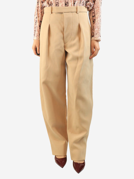 Beige pleated wool trousers - size S product image