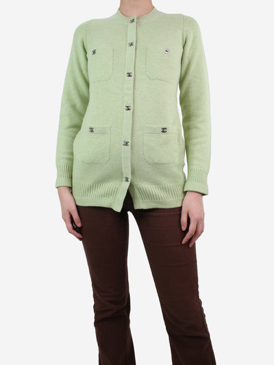 Green brand logo cashmere cardigan - size UK 10 Knitwear Chanel 