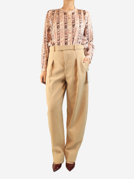 Beige pleated wool trousers - size S alternate image