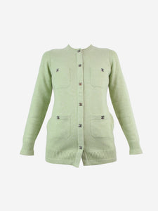 Chanel Green brand logo cashmere cardigan - size UK 10