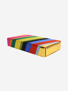 Pellegrino Multicolour striped box clutch