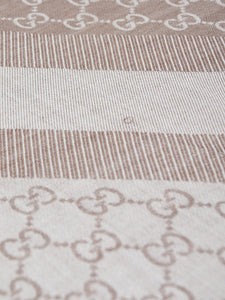 Gucci Brown GG fringed shawl scarf