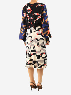 Multicolour printed crepe midi dress - size UK 16 Dresses MSGM 