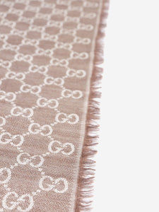 Gucci Brown GG fringed shawl scarf