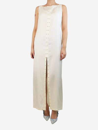 Cream silk studded slip dress - size UK 10 Dresses Hermes 