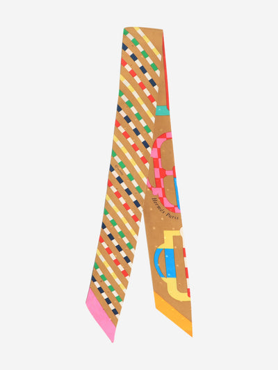 Brown Bouclerie Moderne silk twilly Scarves Hermes 