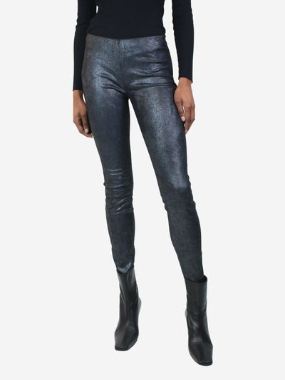 Grey skinny metallic trousers in stretch leather - size FR 34 Trousers Jitrois 