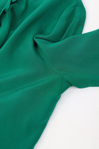 Gucci Green silk tie front blouse - size UK 8