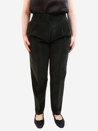 Dark green corduroy pleated trousers - size UK 16 Trousers Purdey 