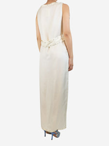 Hermes Cream silk studded slip dress - size UK 10