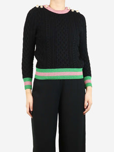 Gucci Black lurex-trimmed cable knit jumper - size S