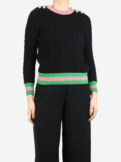 Black lurex-trimmed cable knit jumper - size S Knitwear Gucci 