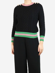 Gucci Black lurex-trimmed cable knit jumper - size S