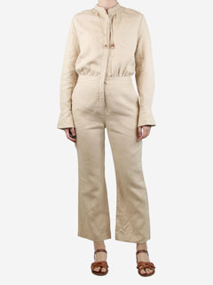 Neutral Bri linen jumpsuit - size UK 12 Jumpsuits Altuzarra 