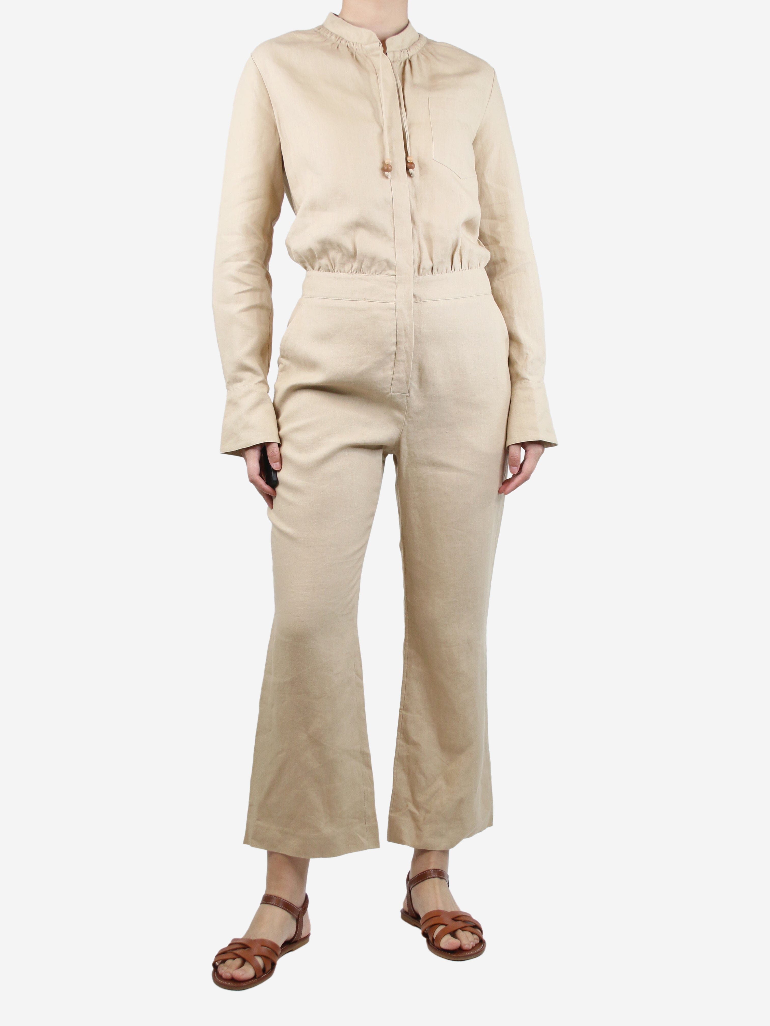 Neutral Bri linen jumpsuit - size UK 12 Jumpsuits Altuzarra 
