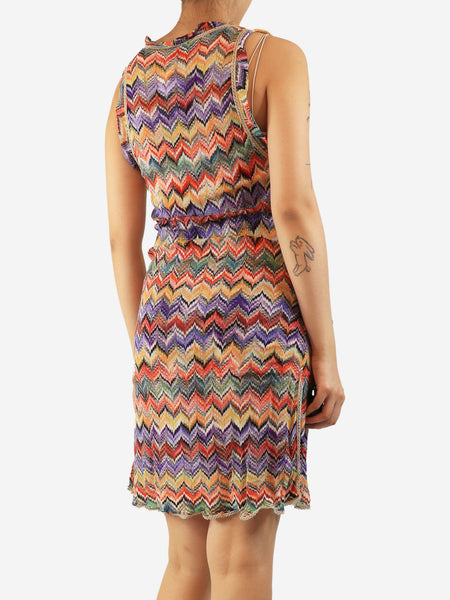 Multicolour zig-zag resort dress - size UK 14 alternate image