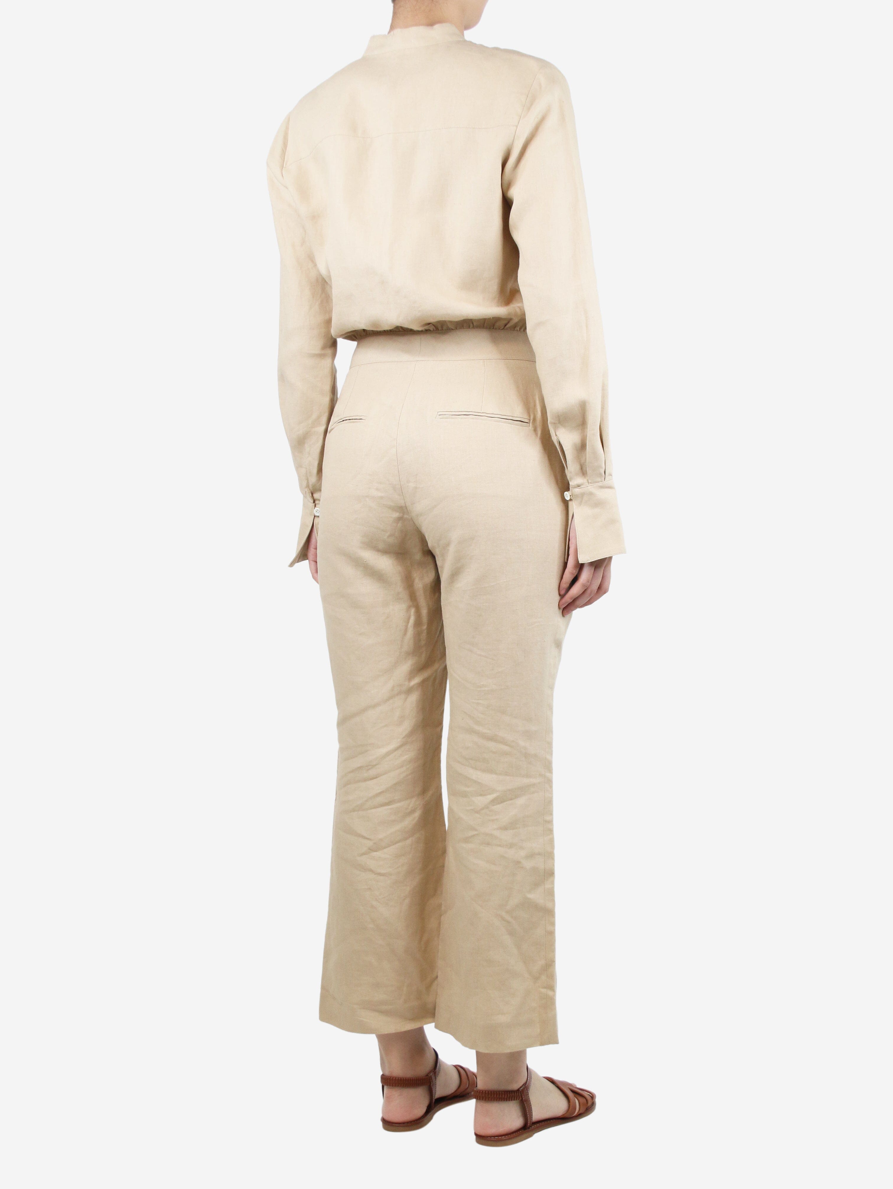 Neutral Bri linen jumpsuit - size UK 12 Jumpsuits Altuzarra 