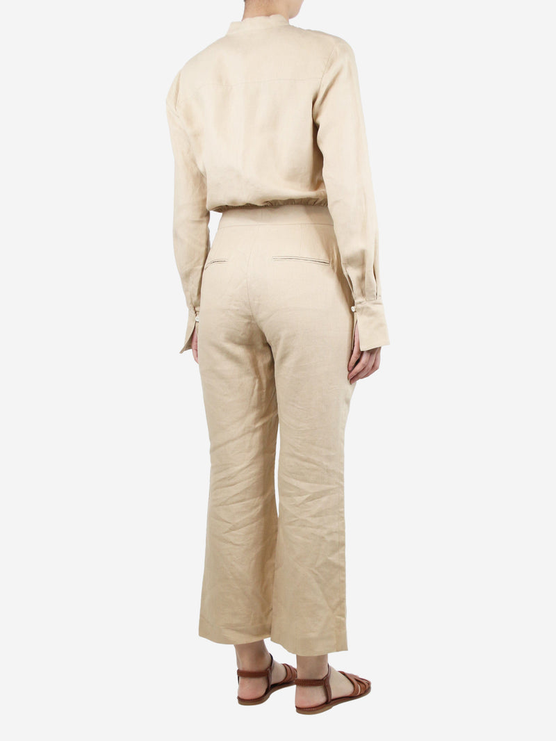 Neutral Bri linen jumpsuit - size UK 12 Jumpsuits Altuzarra 