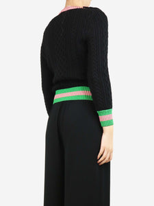 Gucci Black lurex-trimmed cable knit jumper - size S