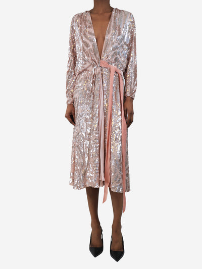 Pink sequin wrap dress - size UK 6 Dresses Jenny Packham 