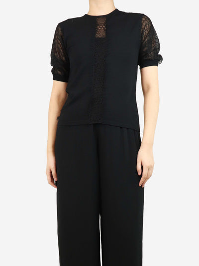 Black puff-sleeved lace top - size UK 8 Tops Andrew GN 