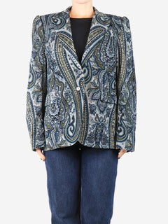 Blue corduroy paisley jacket - size UK 12 Coats & Jackets Maria De La Orden 