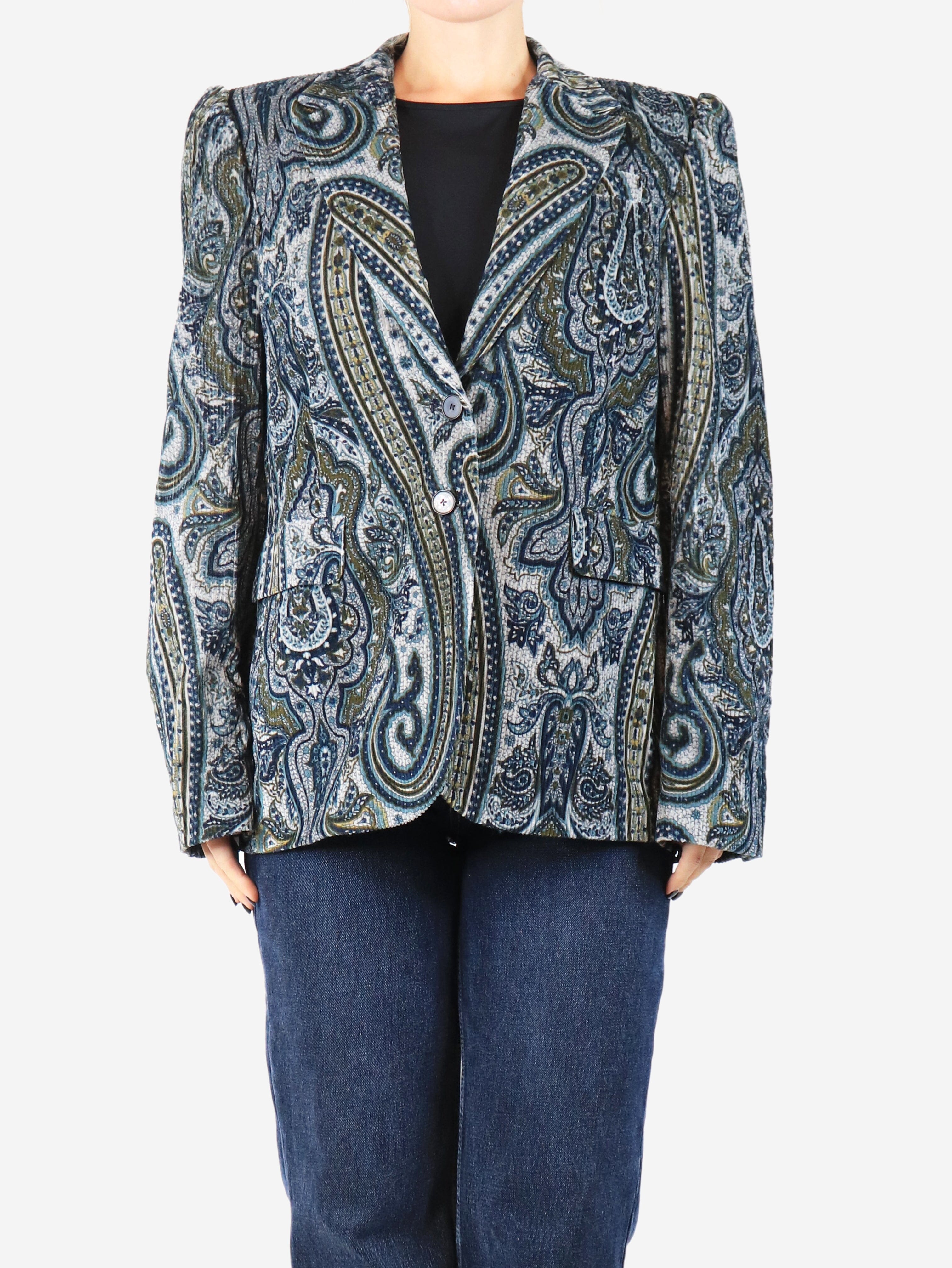 Blue corduroy paisley jacket - size UK 12 Coats & Jackets Maria De La Orden 