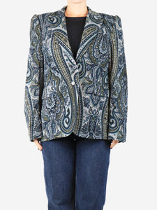 Maria De La Orden Blue corduroy paisley jacket - size UK 12